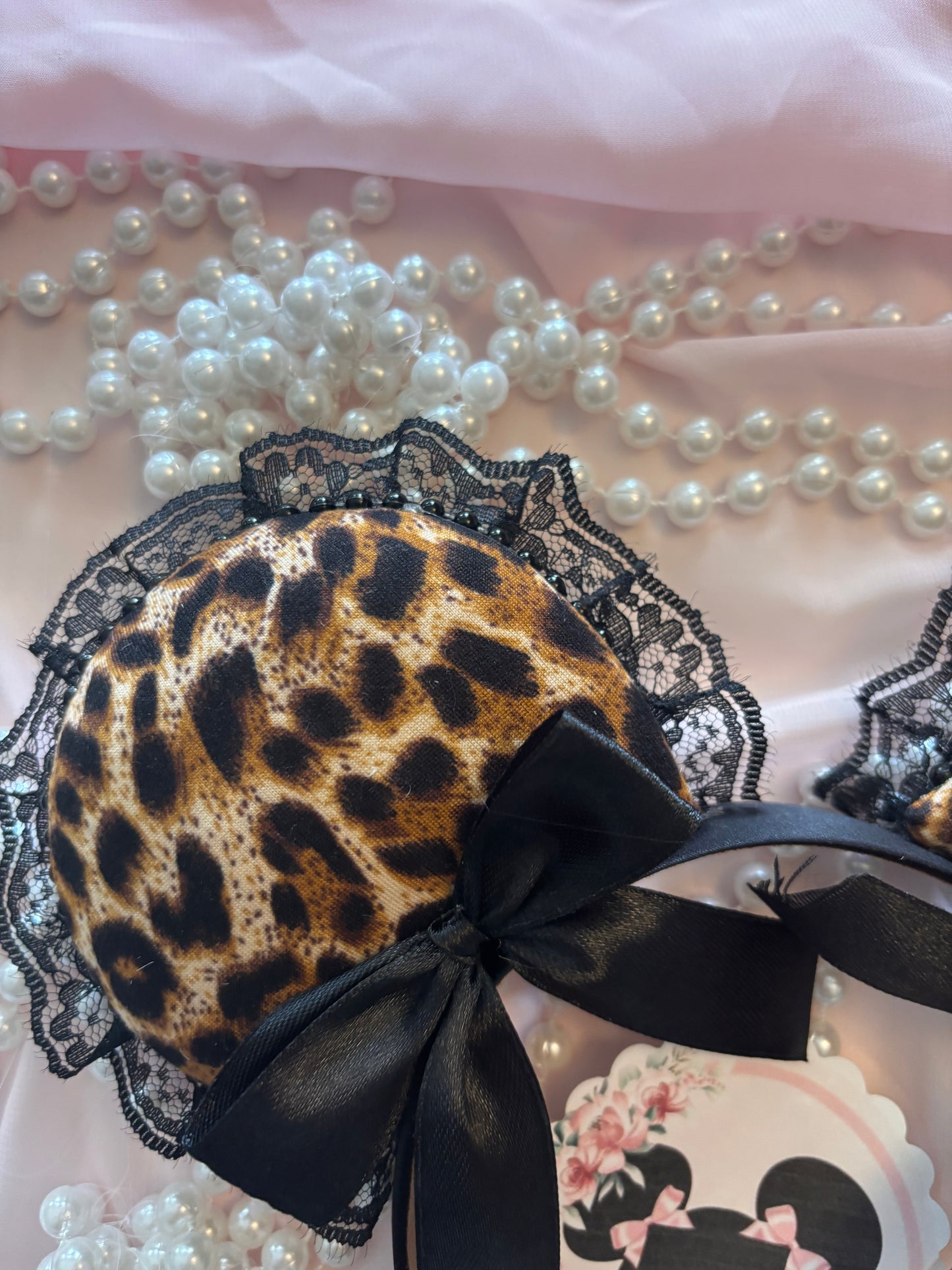 Dark cheetah black bows coquette