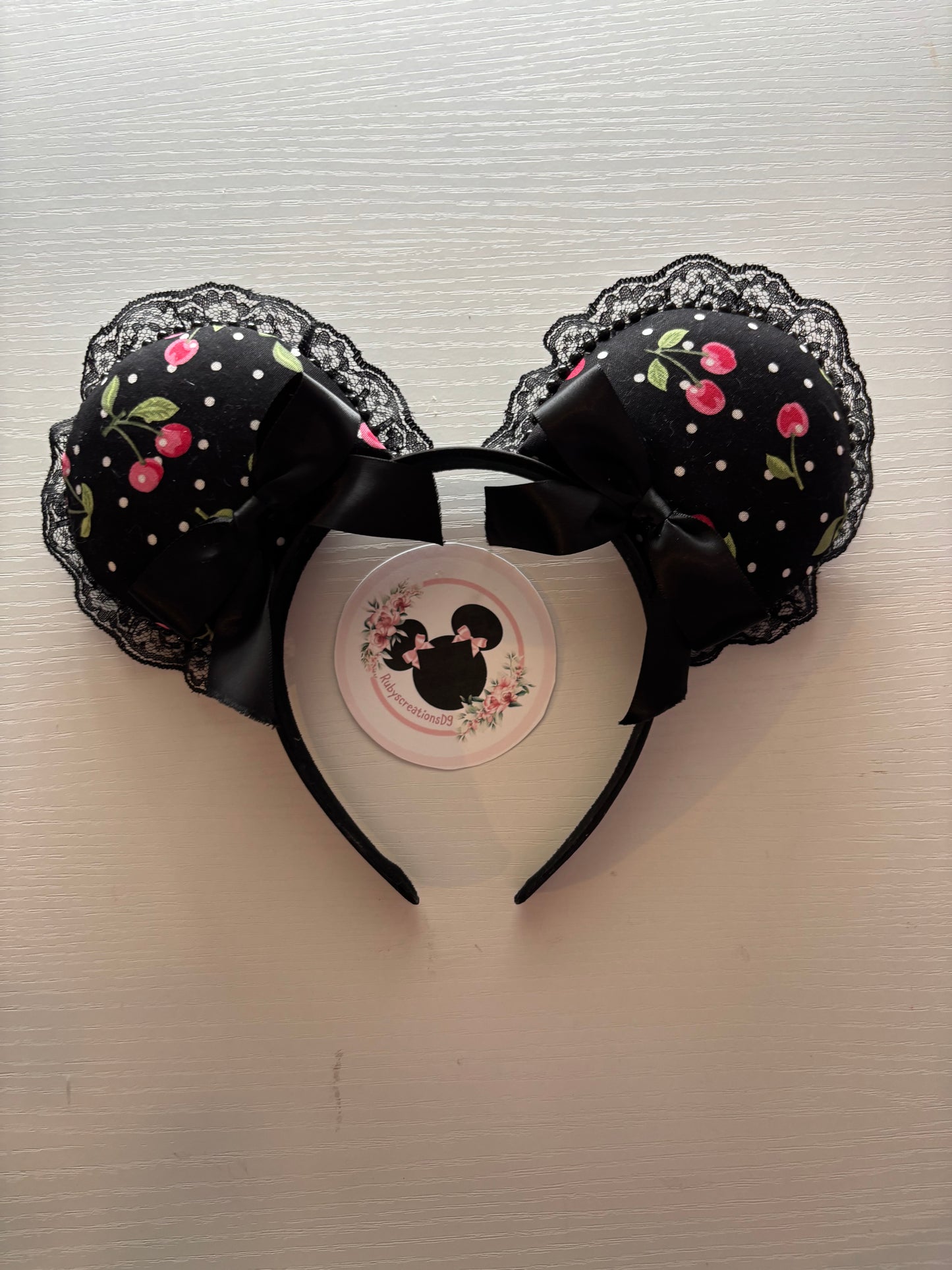 Polka dot cherry mouse ears