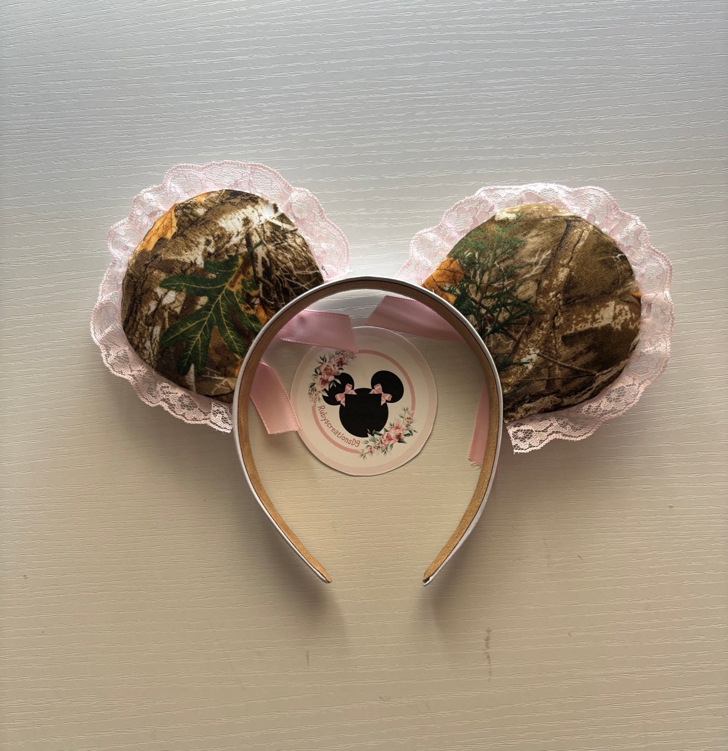 Camo pink coquette mouse ears