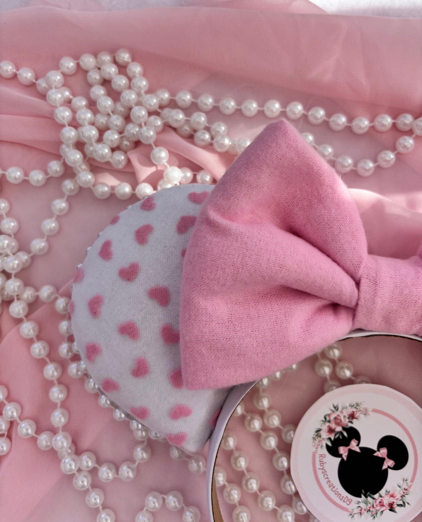 Pink hearts mouse ears