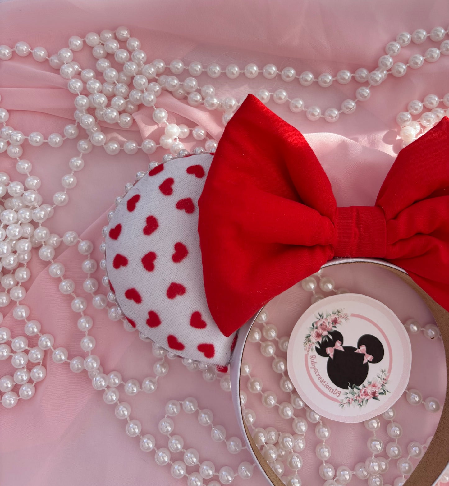 Red hearts mouse ears