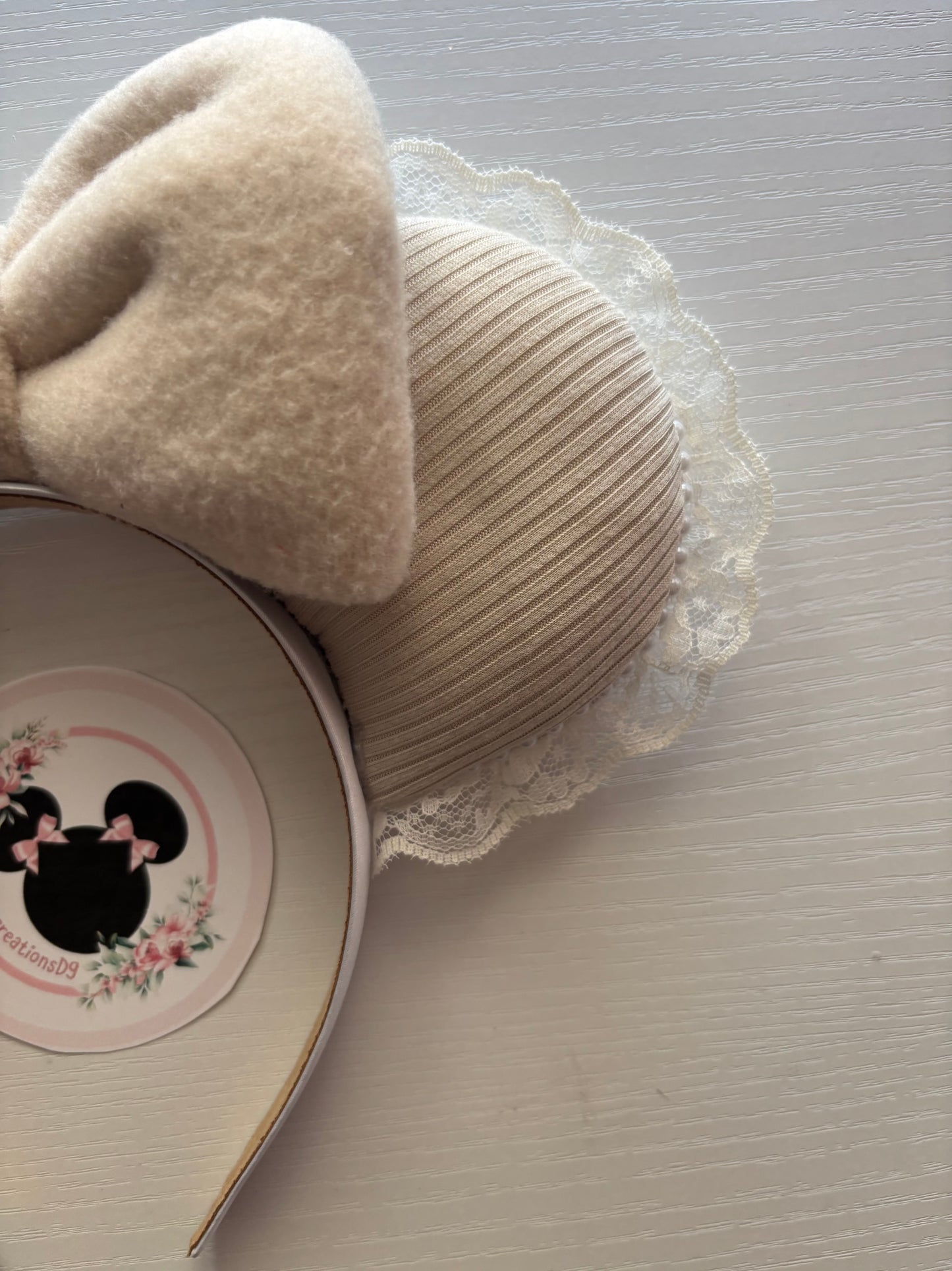 Beige on beige coquette mouse ears
