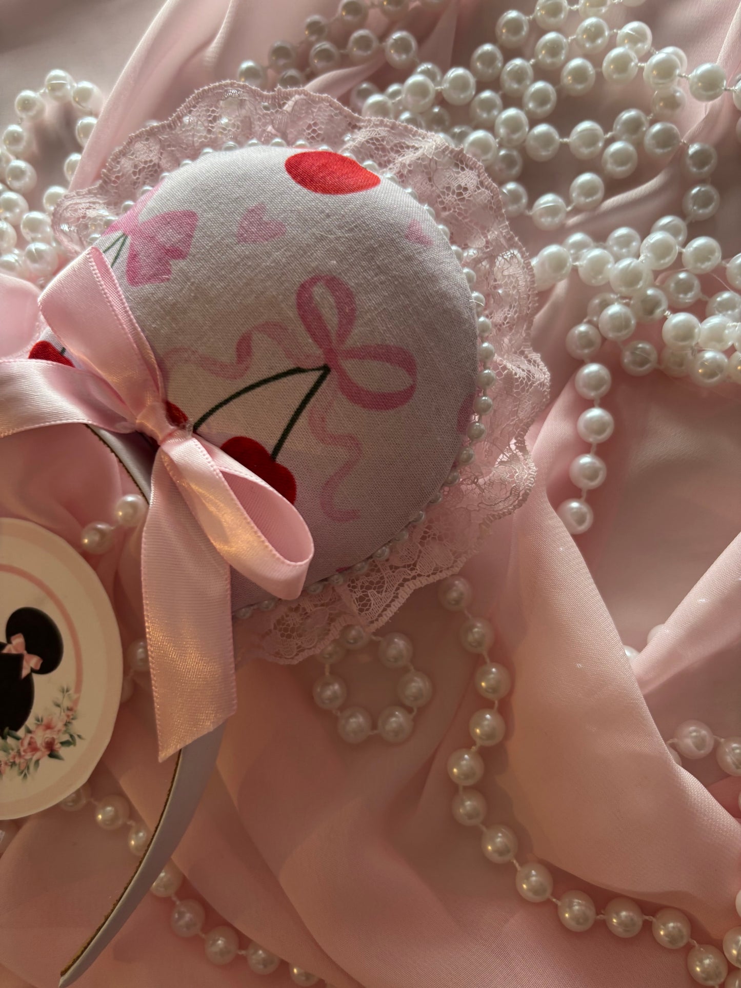 Cherry love pink coquette mouse ears