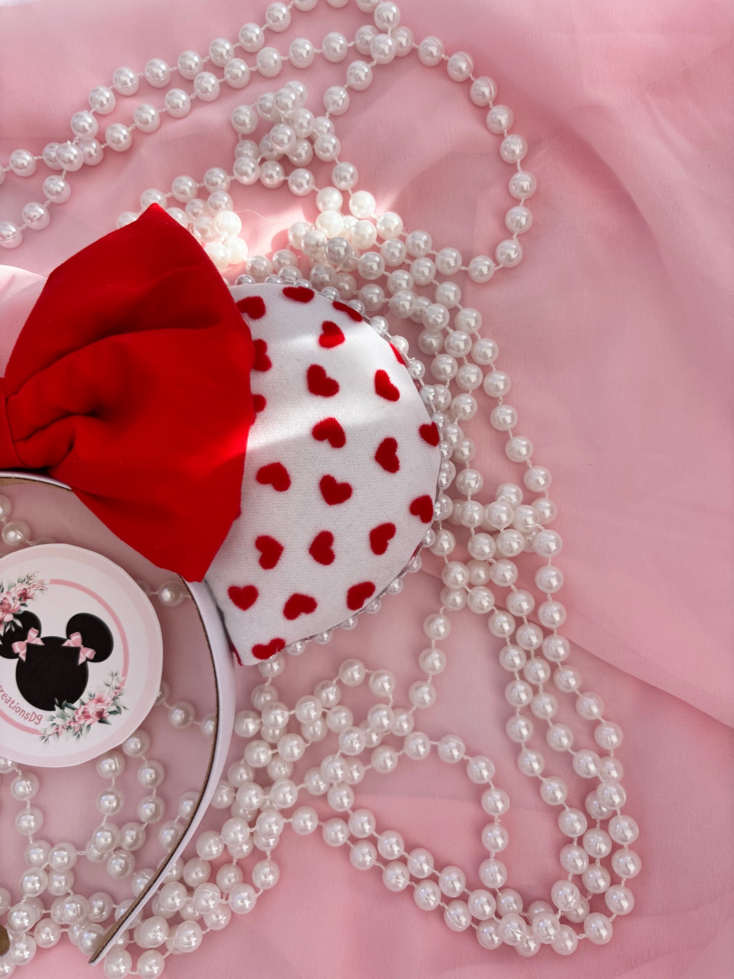 Red hearts mouse ears
