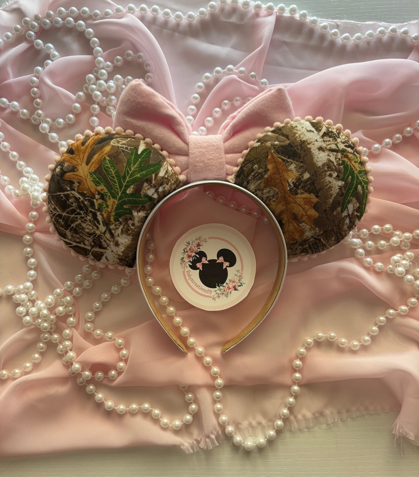 Camo pink bow mouse ears
