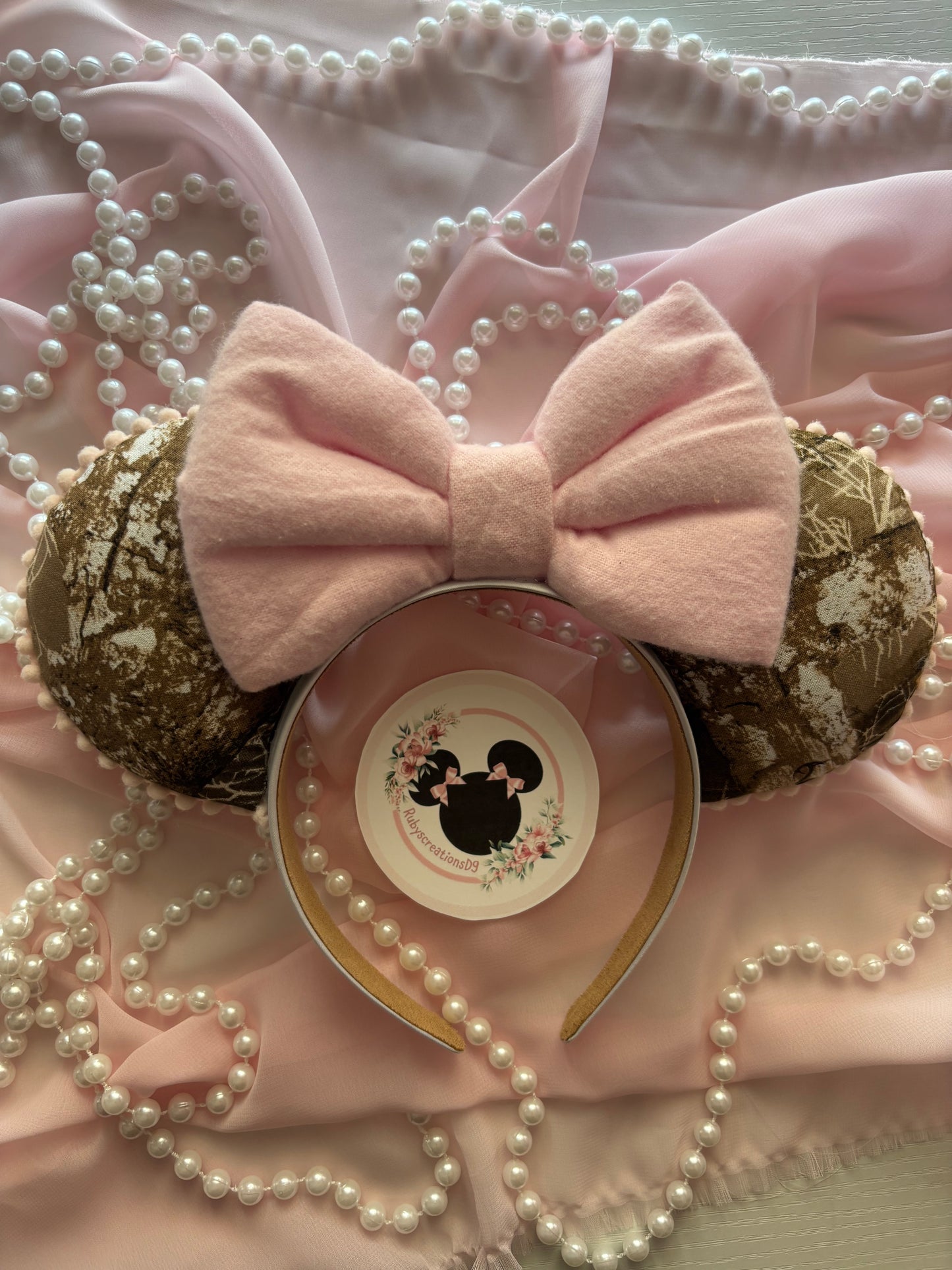 Camo pink bow mouse ears