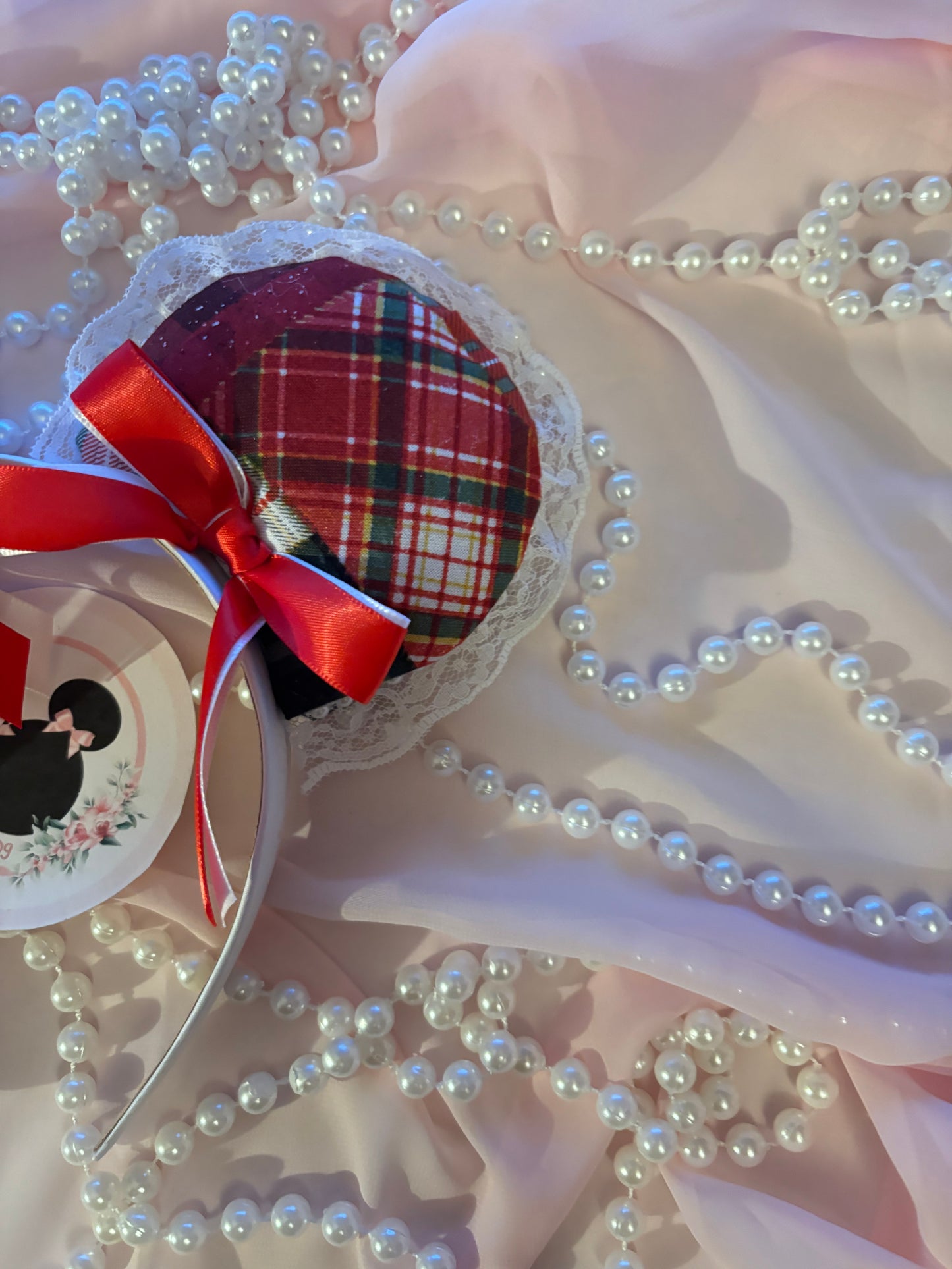 Christmas patch work coquette mouse ears