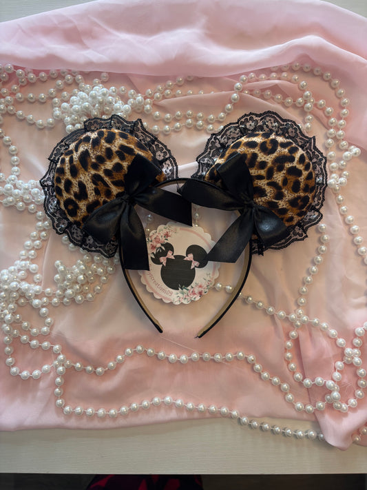 Dark cheetah black bows coquette