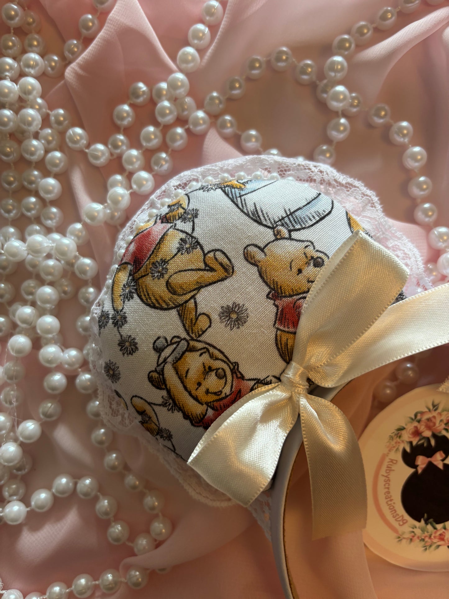 Lovely Pooh beige coquette mouse ears