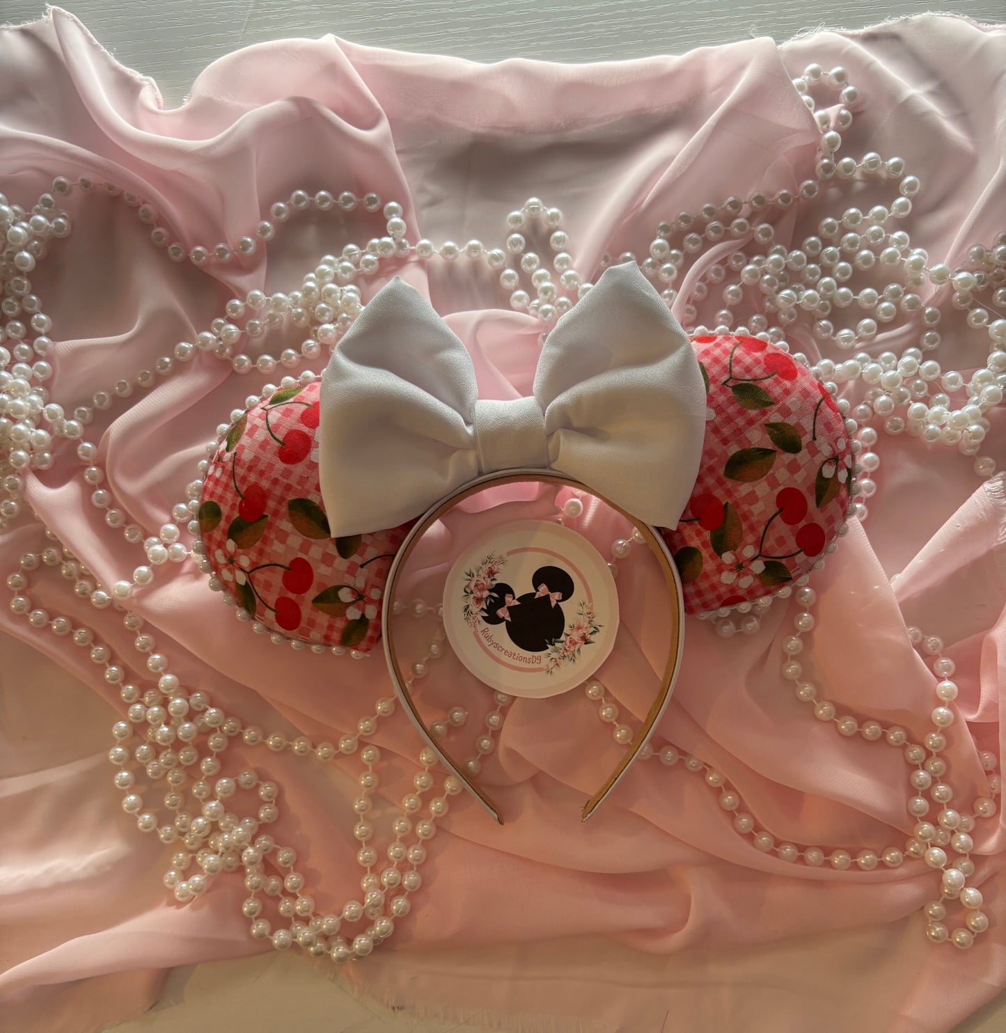 Checkered cherry mouse ears