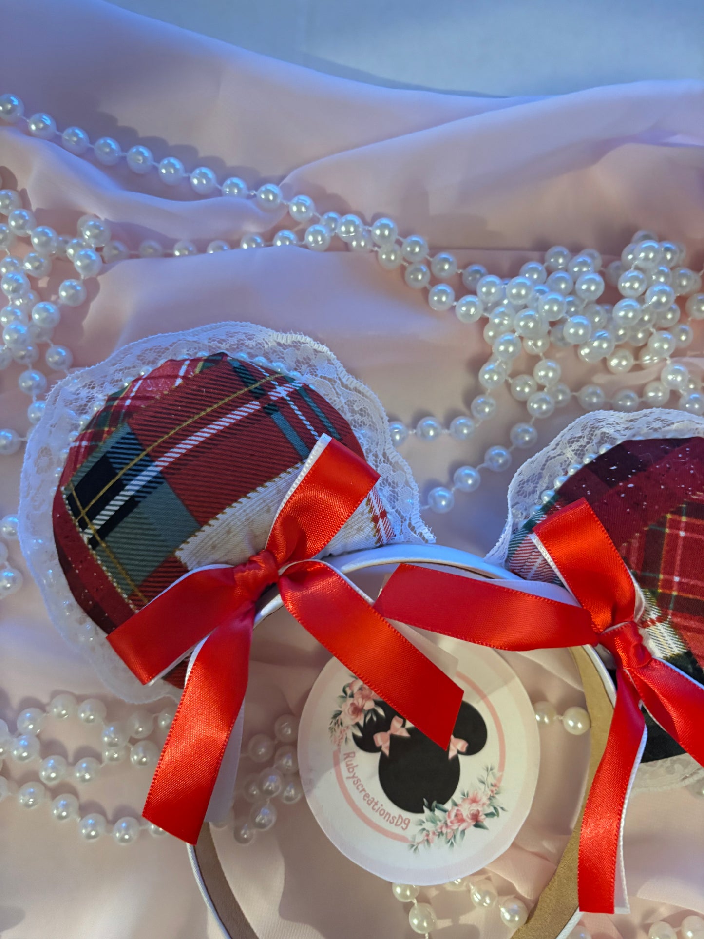 Christmas patch work coquette mouse ears