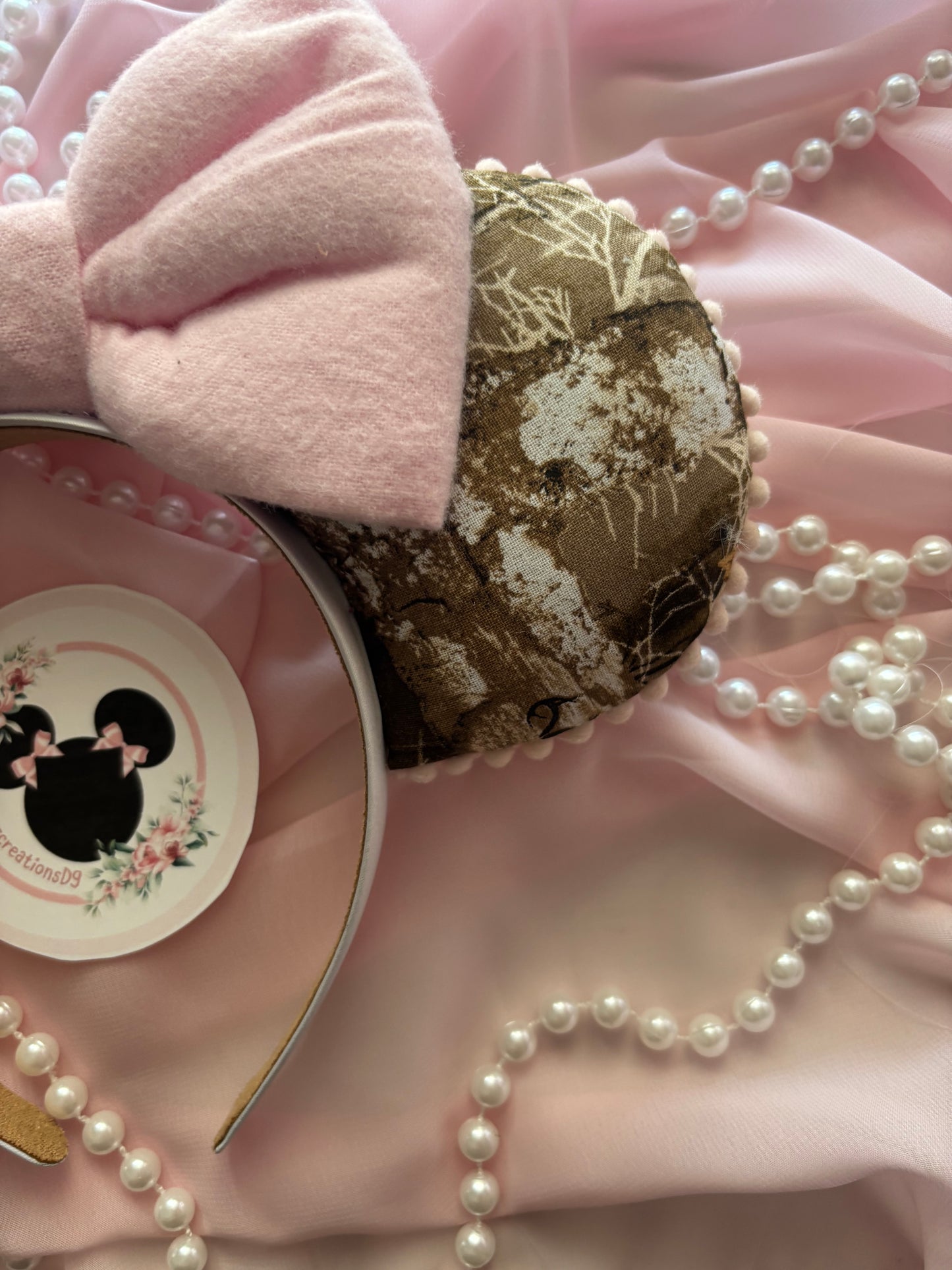 Camo pink bow mouse ears
