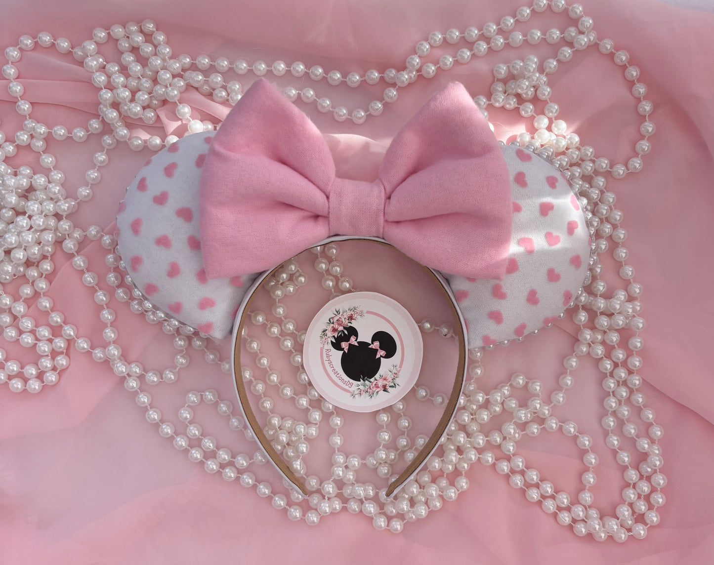 Pink hearts mouse ears