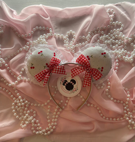 Dainty picnic cherry mouse ears