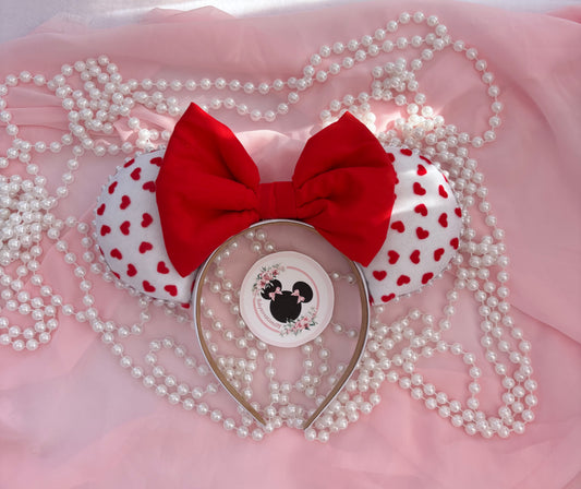 Red hearts mouse ears