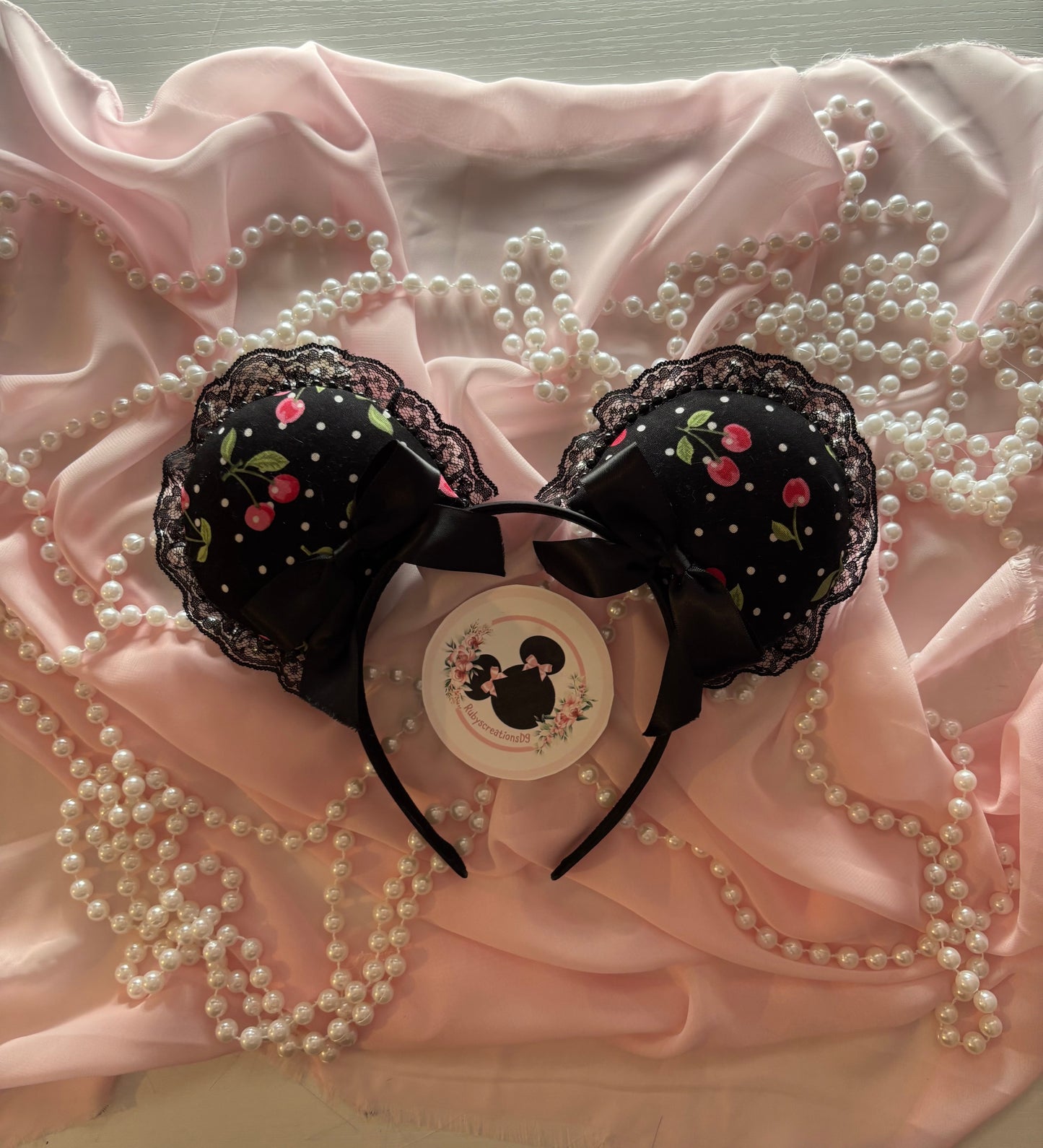 Polka dot cherry mouse ears