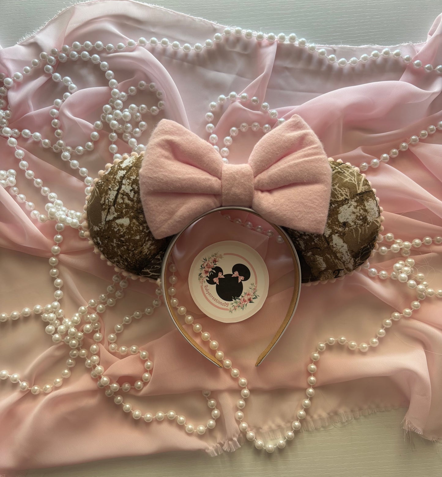 Camo pink bow mouse ears