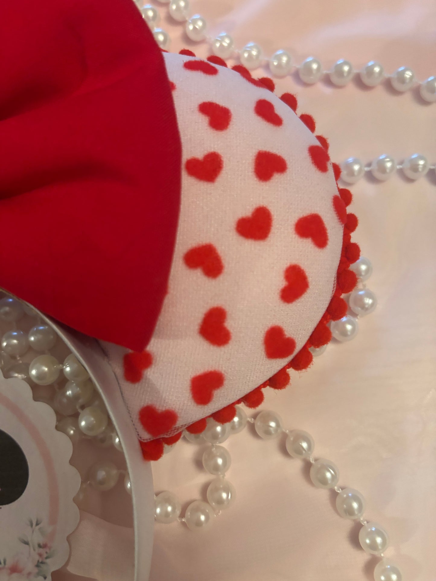 Pink red hearts mouse ears