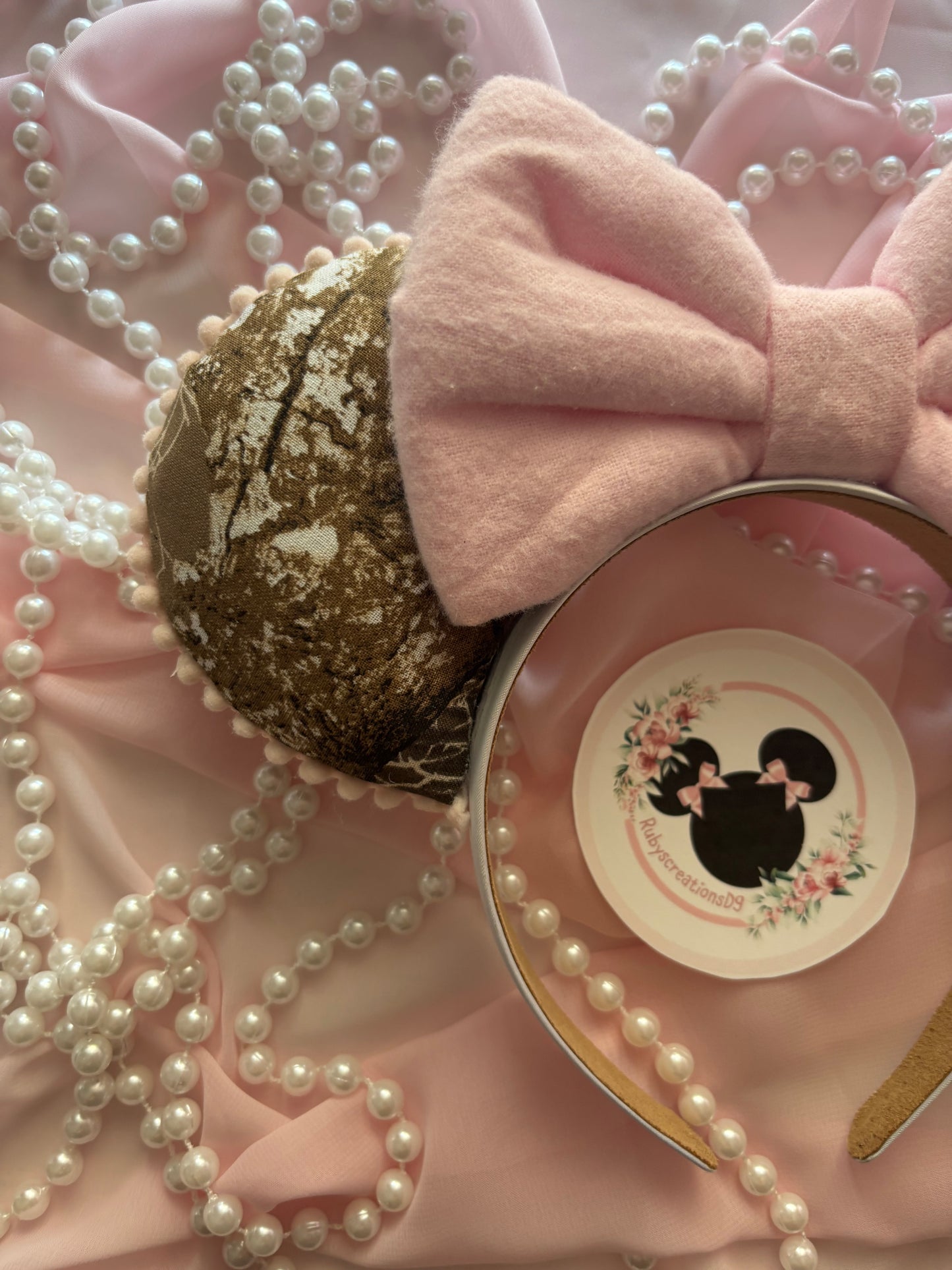 Camo pink bow mouse ears