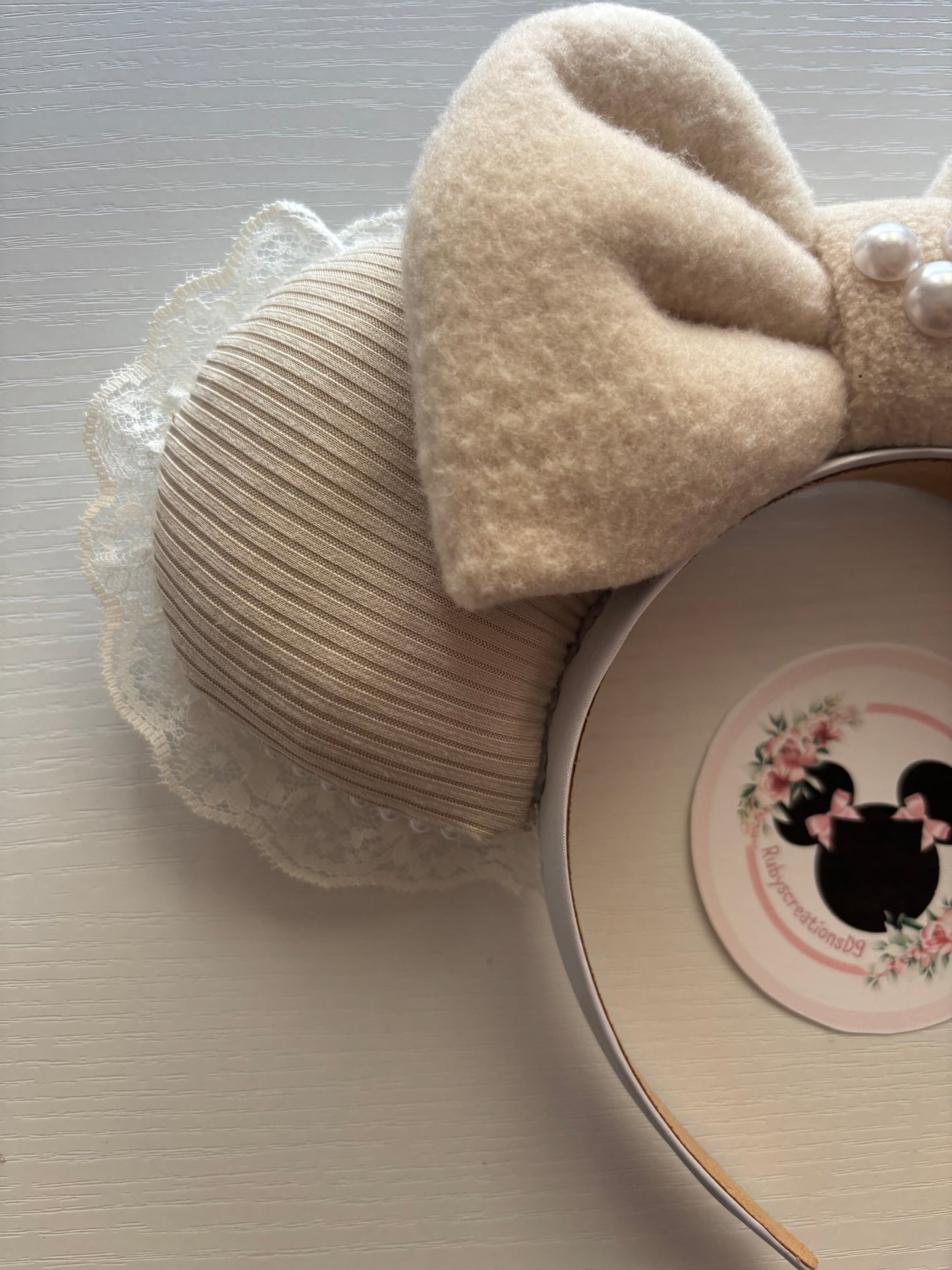 Beige on beige coquette mouse ears