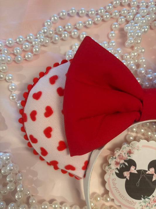Pink red hearts mouse ears